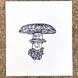 Choose one MUSHROOM MINI PRINT, Mushroom print, linocut print, fine art print, printmaking image 5