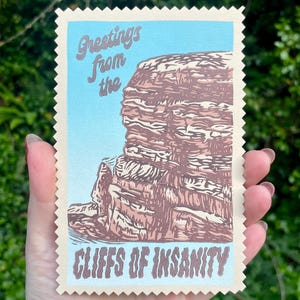 IMPRESSÃO PENHASCOS DA INSANIDADE, Penhascos da Insanidade, Penhascos de Moher, Impressão da Princesa, Impressão da Princesa Prometida, Arte da Princesa Prometida, Cartão Postal, linóleo