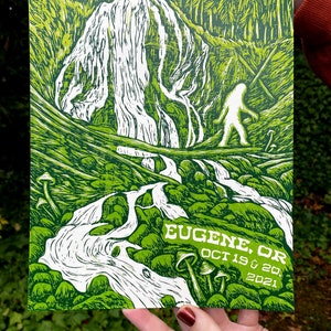 EUGENE PHISH PRINT, Eugene phish, phish fall tour, fall tour 2021, phish print, phan art, phish art, phish chicks, eugene oregon, bigfoot