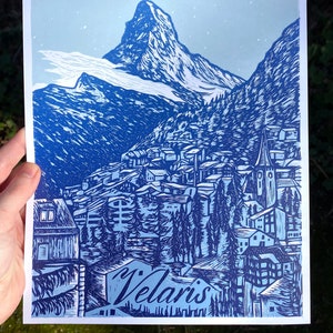 VELARIS ART PRINT, Linocut Print, Acotar print, Acotar art, Starfall, Velaris Print, Velaris Art, court of dreams, city of starlight