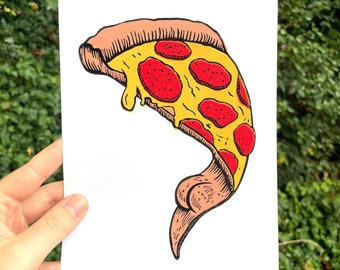 PIZZA BUTT PRINT Pre-Order, Pizza print, butt print, pizza art, butt art, linocut, wall art, pizza butt, fine art print, decor, booty