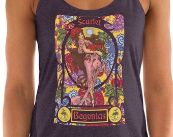 SCARLET BEGONIAS TANK, Scarlet Begonias Shirt, Dead Shirt, Phish Shirt, Jamband Shirt, Festival Clothing, Alphonse Mucha