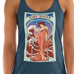 RUBY WAVES TANK, Ruby Waves Shirt, Phish tank, Phish Shirt, Phan Art, Mucha, Art Nouveau, Ghosts of the Forest, Women's Racerback Tank