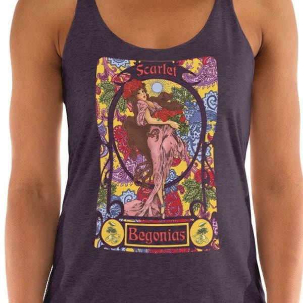 SCARLET BEGONIAS TANK, Scarlet Begonias Shirt, Dead Shirt, Phish Shirt, Jamband Shirt, Festival Clothing, Alphonse Mucha