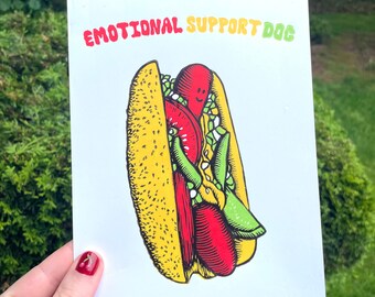 CHICAGO DOG PRINT, Chicago Dog, Hot Dog, Emotional Support Dog, Hot Dog art, Hot Dog Print, Chicago, Chicago Dog art, Chicago Dog print