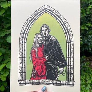 PRINCESS BRIDE PRINT, princess bride, princess bride art, wesley, princess buttercup, linocut, art print, wall art, decor, as you wish