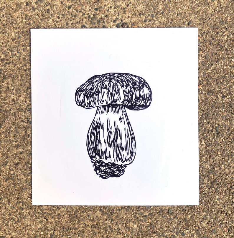 Choose one MUSHROOM MINI PRINT, Mushroom print, linocut print, fine art print, printmaking image 6