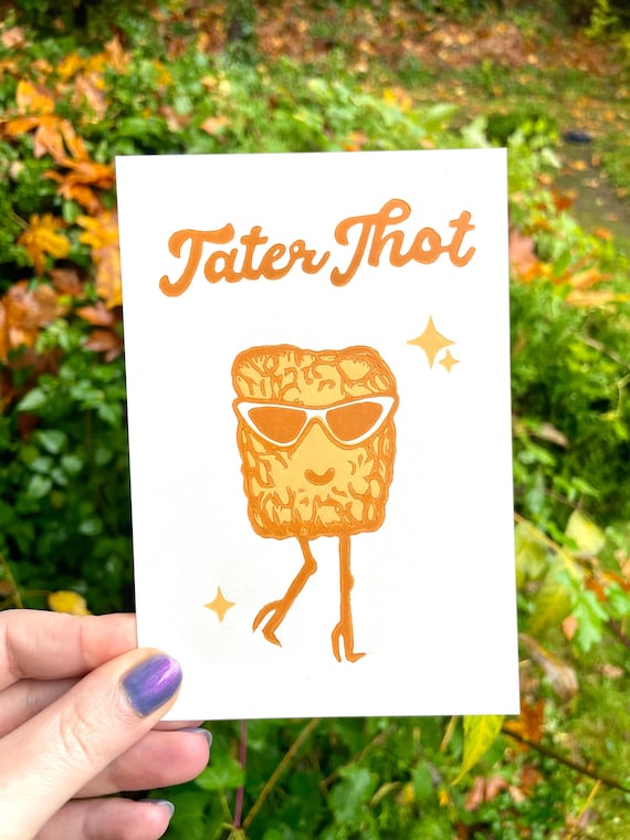 TATER THOT PRINT, Tater tot, tater tot print, thot, tater tot art, potato, potatoes, potato print, potato art, linocut, wall art, cute