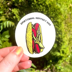 Adesivo CANE DI SUPPORTO EMOZIONALE, Cane di supporto emotivo, Chicago Dog, Arte del cane Chicago, Adesivo cane Chicago, Chicago, Hot Dog, Adesivo Hot Dog