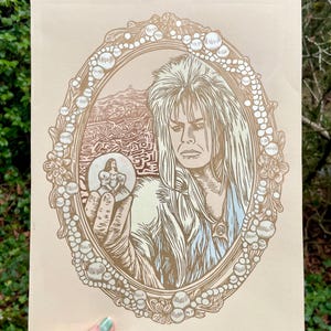 LABYRINTH LINOCUT PRINT, Pre Order, Labyrinth, David Bowie, Jim Henson, Labyrinth movie, Labyrinth art, Labyrinth print, Block Print, 80s