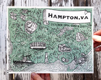 HAMPTON PHISH PRINT, Phish poster, Phish print, Phish Art, Virginia, Phan Art