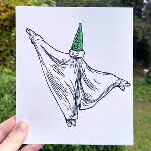 YOU as a BABY PRINT, Me as a baby, linocut, green hat man, gnome, gnome print, you as a baby, linocut print, art print, cottagecore
