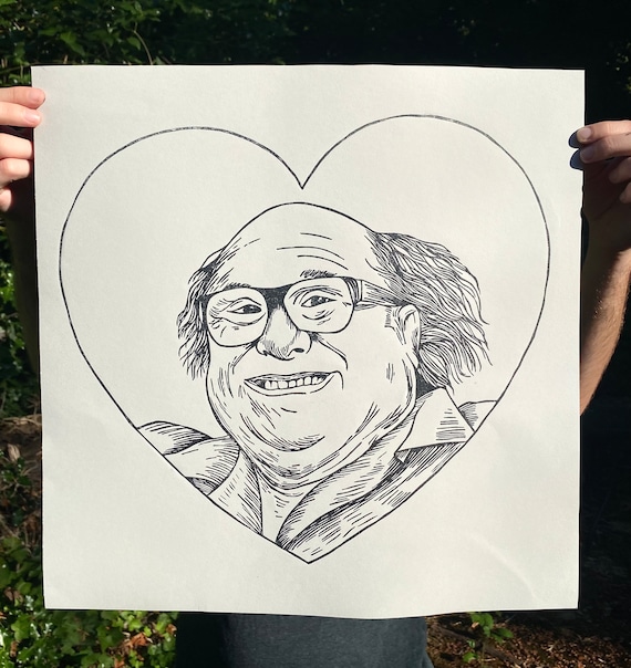 DANNY DEVITO PRINT, linocut, block print, art print, danny devito art, frank reynolds, its always sunny in philadelphia,