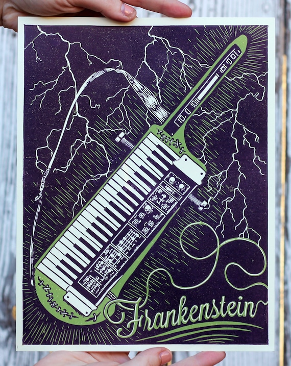 FRANKENSTEIN KEYTAR PRINT, Frankenstein Print, Phish Print, Phish Poster, Linocut Print, Phanart Print