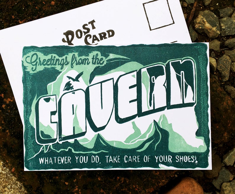 Phish postcard Linocut card Phan Art Cavern Phish Print Cavern Postcard CAVERN PHISH POSTCARD Phish Print Phish Art
