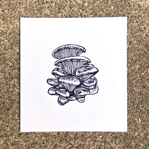 Choose one MUSHROOM MINI PRINT, Mushroom print, linocut print, fine art print, printmaking image 4