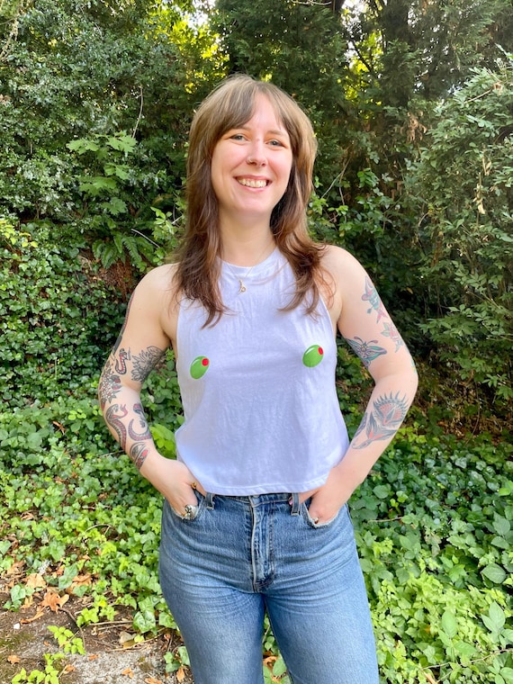 OLIVE NIP TANK, Olive Nip Shirt, Olive, Olives, Olive shirt, Olive art, Olive nips, Olive nipple, Nipple shirt, linocut, tank top
