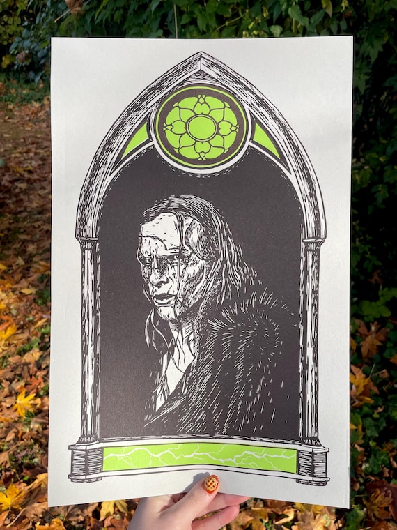 FRANKENSTEIN LINOCUT PRINT, Frankenstein's Monster, creature, guillermo del toro, frankenstein, art, print
