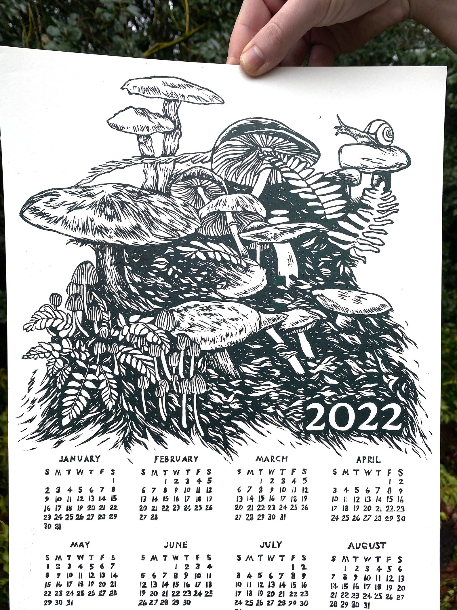 2022 CALENDAR Calendar Linocut Calendar Print 2022 Linocut Etsy