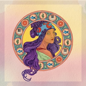 PHISH CHICK PRINT, Phish print, Phish poster, Phish Art, Phan art, Alphonse Mucha, Art Nouveau