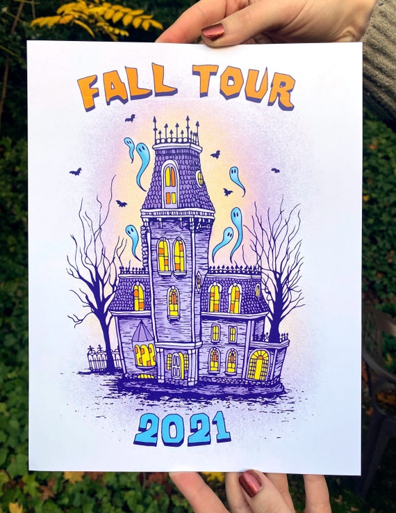 FALL TOUR PRINT, Phish fall tour, fall tour 2021, phish tour 2021, phish, phish art, phan art, haunted house, addam's family, phish chicks