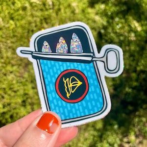 SPARKLING SARDINE STICKER, Glitter Sticker, Sardine sticker, tin fish, tinned fish, tin fish sticker, tinned fish sticker, sardine can, fish