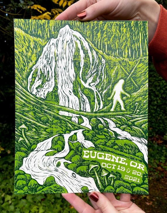 EUGENE PHISH PRINT, Eugene phish, phish fall tour, fall tour 2021, phish print, phan art, phish art, phish chicks, eugene oregon, bigfoot