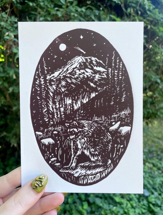 JIMOTHY LINOCUT PRINT, Jimothy, cryptid, Seattle, linocut print, art, block print, wall art, decor