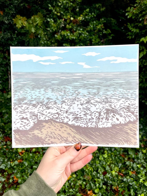 SPOOKY FOAM PRINT, spooky, ocean, foam, coast, ghost, diatom, phytoplankton, spirit, ocean print, sea, wave, wall art, block print, wall art