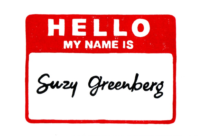 Hello my name is Suzy Greenberg Linocut print Phish Print Phan art SUZY GREENBERG PRINT Phish art
