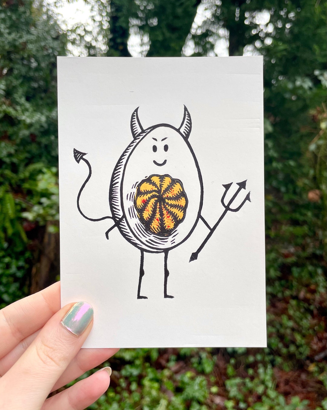 DEVILLED EGG PRINT, Egg Print, Egg Art, Devilled Egg Art, Linocut, Art ...