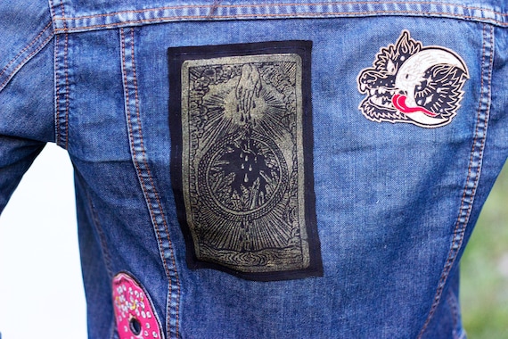 WHEEL OF FORTUNE Patch, Linocut Patch, Sew-on Patch, Occult Patch, Tarot Patch