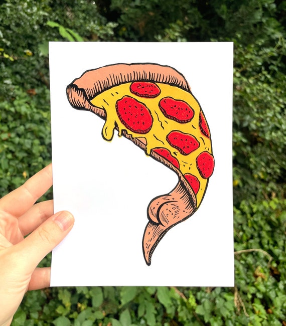 PIZZA BUTT PRINT Pre-Order, Pizza print, butt print, pizza art, butt art, linocut, wall art, pizza butt, fine art print, decor, booty