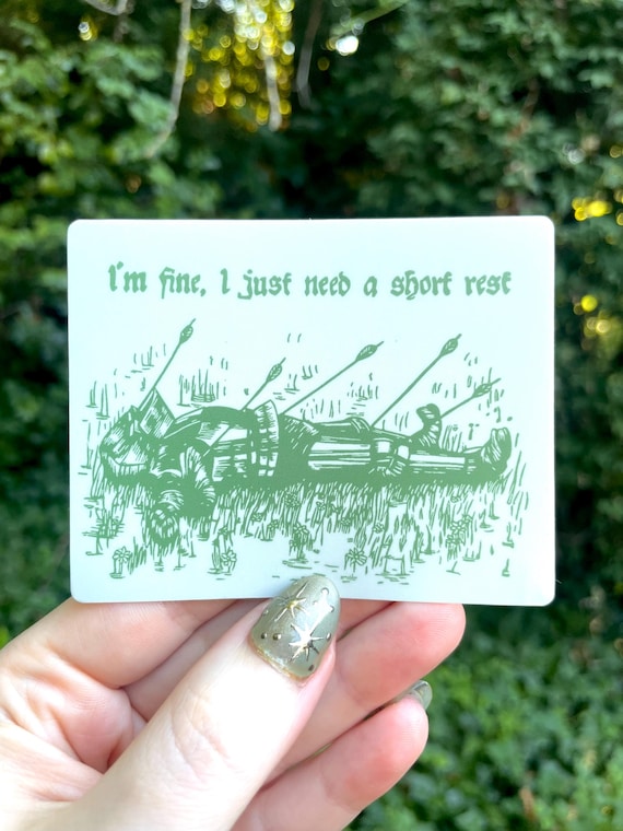 SHORT REST STICKER, short rest, dnd, dungeons and dragons, knight, fantasy, long rest, sticker, vinyl