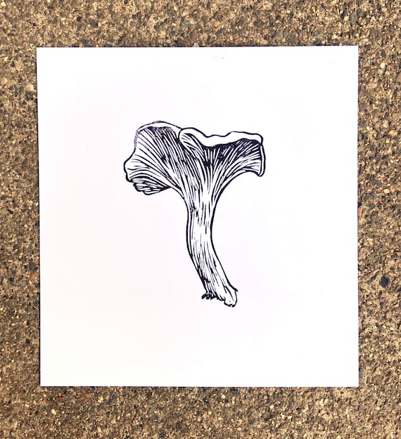 Choose one MUSHROOM MINI PRINT, Mushroom print, linocut print, fine art print, printmaking