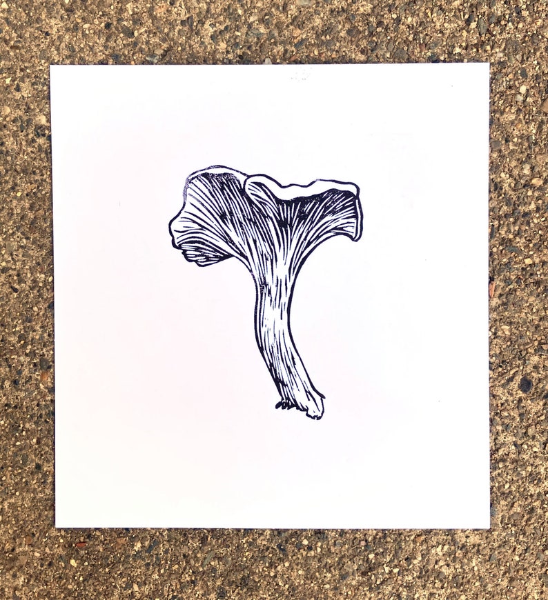 Choose one MUSHROOM MINI PRINT, Mushroom print, linocut print, fine art print, printmaking image 1