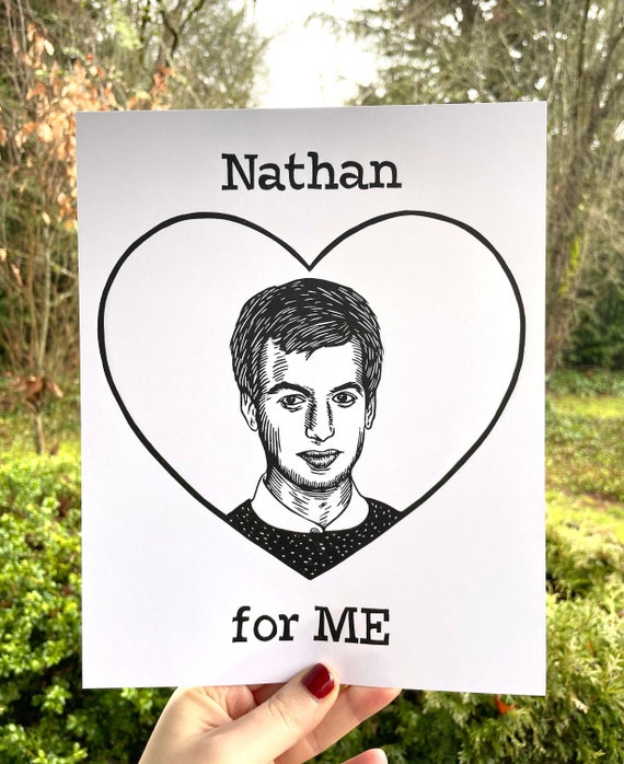 NATHAN FIELDER PRINT, Nathan for You, Nathan for Me, Nathan for you art, the Rehearsal, Nathan Fielder art, linocut, printmaking, art print