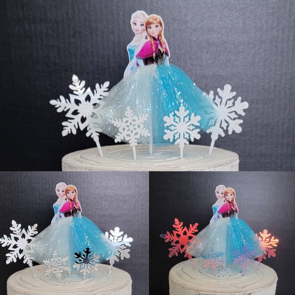 FROZEN Elsa & Anna Cake Topper with Snowflakes