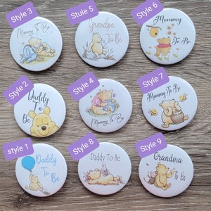 Classic Winnie the Pooh Mommy and Daddy To Be Buttons