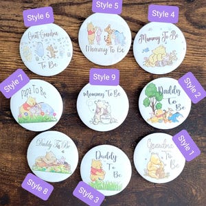 Classic Winnie the Pooh #2 Mommy and Daddy To Be Buttons
