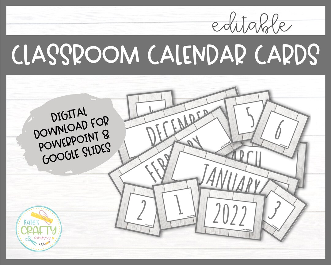 Editable classroom calendar cards shiplap farmhouse visual schedule