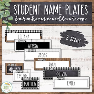 Student Name Plates | Name Tags | Desk Plates | Farmhouse | Editable | Visual | Classroom Decor | Classroom Management | Printables