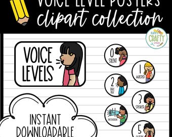 Voice Level Posters | Clipart Collection | Classroom Decor | Classroom Management | Visuals | Signs | Homeschool | Digital Printables