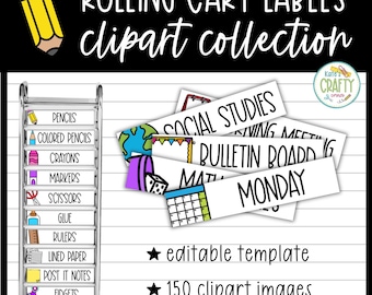 Rolling Cart Drawer Labels | Clipart Collection | Editable | Visual | Classroom Decor | Classroom Management | Homeschool | Printables