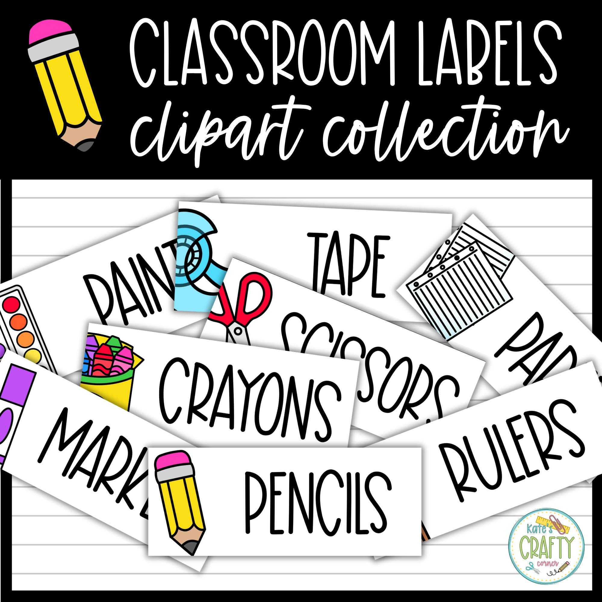 Classroom Labels | Clipart | Editable | Borderless | Visual | Classroom Decor | Classroom Management | Printables