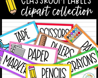 Classroom Labels | Clipart | Editable | Colorful Borders | Visual | Classroom Decor | Classroom Management | Printables