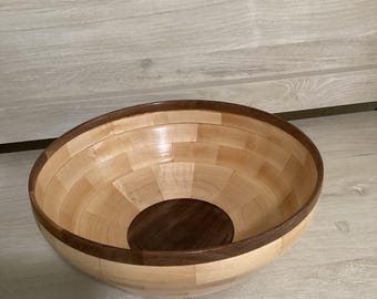 Handmade, segmented,Maple and Walnut serving bowl