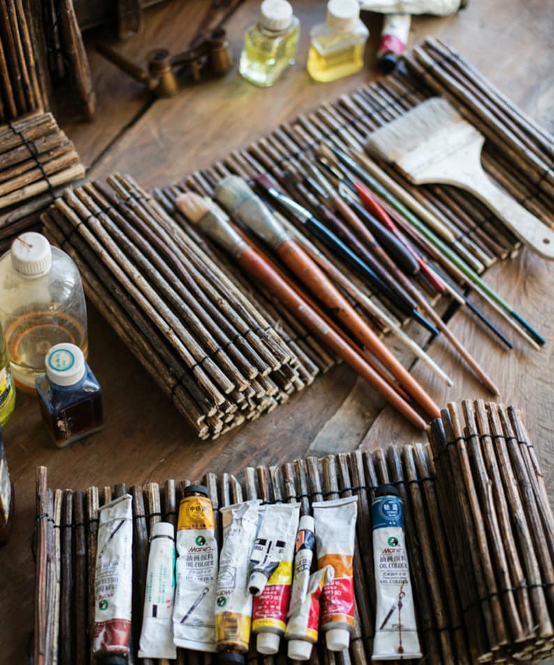 Calligraphy Brush Holder Rollup Wood Shades Rollup Etsy