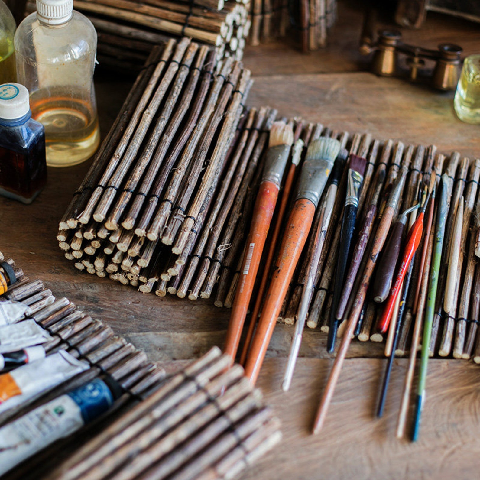 Calligraphy Brush Holder Rollup Wood Shades Rollup Etsy