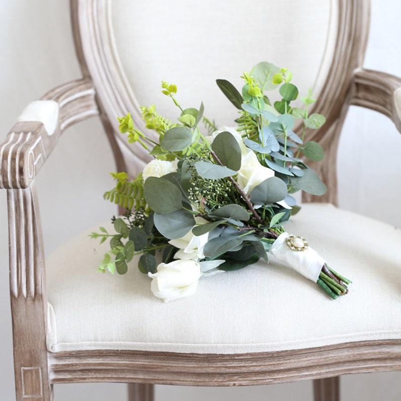 Bridal Bouquet Wedding Bouquet The White Greenery Eucalyptus Bouquet
